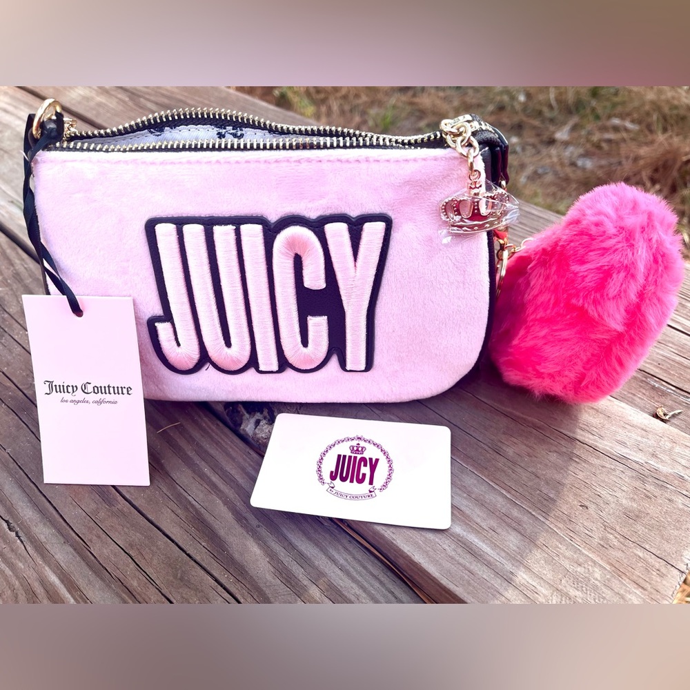 Juicy Couture Flamingo Chocolate Convertible Wristlet & Bag Charms PINK NEW NWT